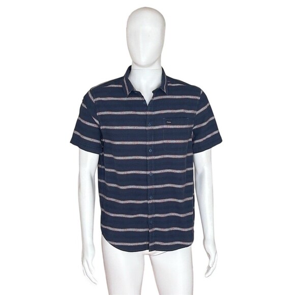 RVCA Other - RVCA Button-Up Shirt Men's Size M Navy Blue Striped Short Sleeve Casual
